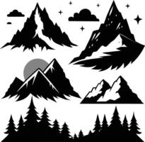 mountain silhouette black and white design vector