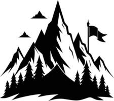 mountain silhouette black and white design vector