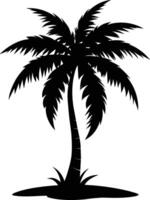 silueta de palmera sobre fondo blanco vector