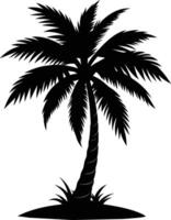 silueta de palmera sobre fondo blanco vector