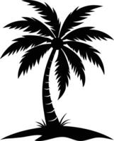 palm tree silhouette on white background vector