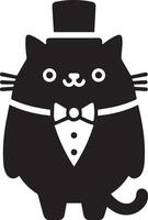 Minimal Funny Character, Mr. cat, silhouette, black color silhouette, white background 19 vector