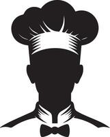 minimal chef uniform and face silhouette, silhouette, black color, white background 2 vector