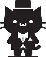 Minimal Funny Character, Mr. cat, silhouette, black color silhouette, white background 3 vector