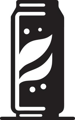 Minimal Soda tin can icon silhouette, white background
