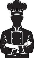 minimal chef uniform and face silhouette, silhouette, black color, white background 16 vector