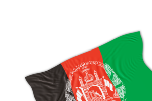 realistisch afghanistan vlag met vouwen, Aan transparant achtergrond. voettekst, hoek ontwerp element. perfect voor patriottisch thema's of nationaal evenement promoties. leeg, kopiëren ruimte. 3d veroorzaken. png