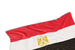 realistisk egypten flagga med veck, på transparent bakgrund. sidfot, hörn design element. perfekt för patriotisk teman eller nationell händelse kampanjer. tömma, kopia Plats. 3d framställa. png