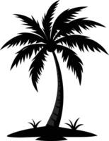 silueta de palmera sobre fondo blanco vector