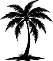 palm tree silhouette on white background vector