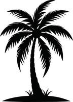 palm tree silhouette on white background vector