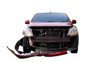 Car crash, Front view of red car get damaged by accident on the road. damaged cars after collision. Isolated on transparent background, car crash broken,Bumper, Fil png