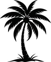 palm tree silhouette on white background vector