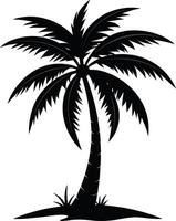 palm tree silhouette on white background vector