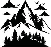 mountain silhouette black and white design vector