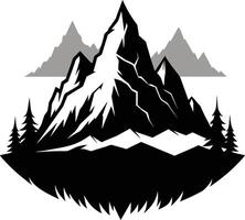 mountain silhouette black and white design vector