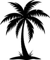 palm tree silhouette on white background vector