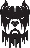 minimal angry Pitbull dog silhouette, black color silhouette 13 vector