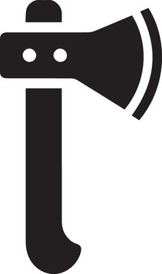 Minimal Axe icon silhouette, white background, fill with black 14