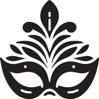 Minimal Carnival mask icon silhouette, white background, fill with black vector
