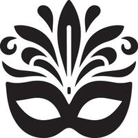 Minimal Carnival mask icon silhouette, white background, fill with black vector