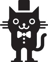 Minimal Funny Character, Mr. cat, silhouette, black color silhouette, white background 11 vector