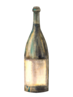 garrafa do branco vinho. alcoólico bebida, licor, aguardente, suco. aguarela mão desenhado ilustração. uva vinificação. beber cardápio, vinho lista, rótulo, adesivo impressão clipart png