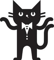 Minimal Funny Character, Mr. cat, silhouette, black color silhouette, white background 7 vector