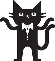 Minimal Funny Character, Mr. cat, silhouette, black color silhouette, white background 7 vector