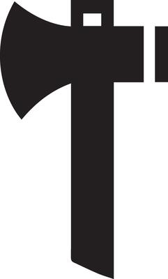 Minimal Axe icon silhouette, white background, fill with black 11