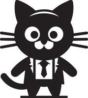 mínimo gracioso personaje, Sres. gato, silueta, negro color silueta, blanco antecedentes 9 9 vector