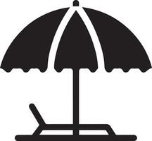 Minimal Outdoor parasol icon silhouette, white background vector