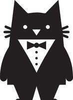 Minimal Funny Character, Mr. cat, silhouette, black color silhouette, white background 10 vector