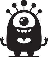 minimal carton funny monster Doodle character, silhouette, black color silhouette 7 vector