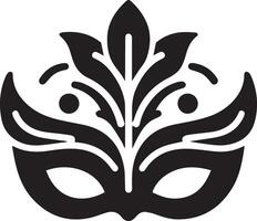 Minimal Carnival mask icon silhouette, white background, fill with black vector