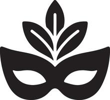Minimal Carnival mask icon silhouette, white background, fill with black vector