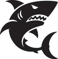 a minimal angry shark flat illustration silhouette, black color silhouette 8 vector