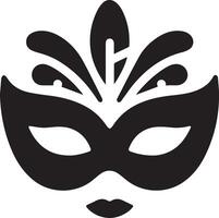 Minimal Carnival mask icon silhouette, white background, fill with black vector