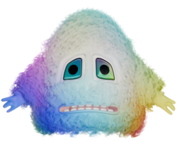 3d personagem monstro fofo colorida azul branco png