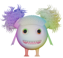 3d personagem fêmea feliz colorida amarelo azul png