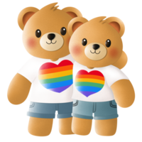 A couple teddies with pride month png