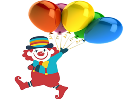 Clown mit Luftballons transparent Hintergrund png