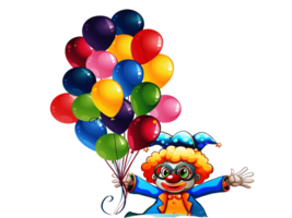 pitre avec des ballons transparent Contexte png