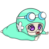 A futuristic baby girl is crawling. png