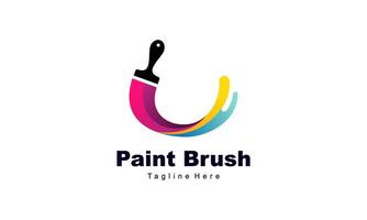 Brush and paint with full color with minimalist design style logo vector