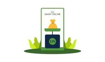 Pay Zakat or online Zakat application for Islamic Ramadan concept vector