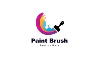 Brush and paint with full color with minimalist design style logo vector