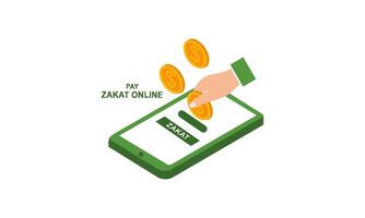 Pay Zakat or online Zakat application for Islamic Ramadan concept vector