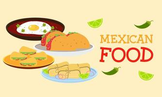 mexicano comida firma platos ilustración vector