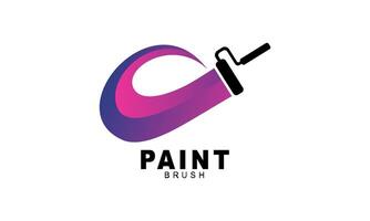 Brush and paint with full color with minimalist design style logo vector